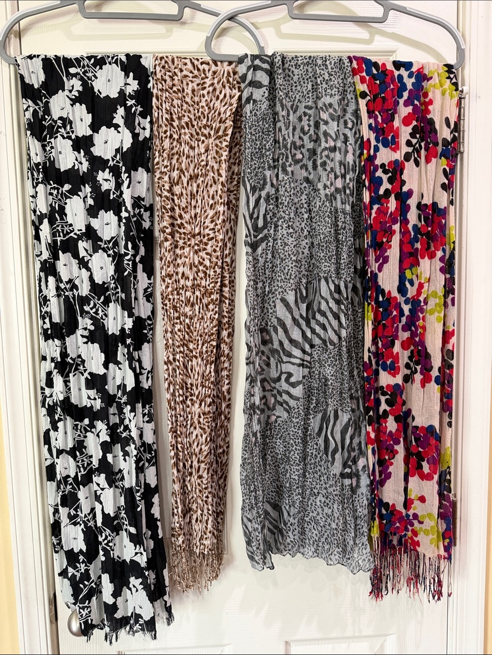 Women’s Floral & Animal Print Pleated Scarves - Multi Color Options